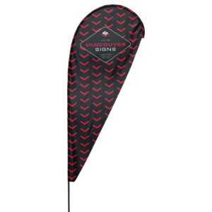 Tear drop flag with fiberglass pole