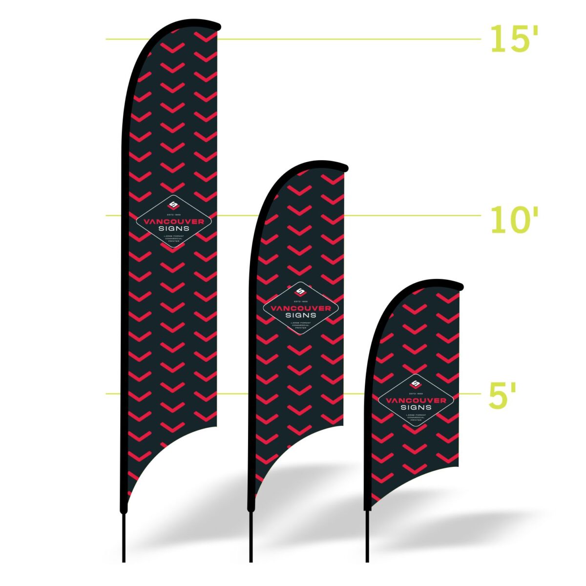Feather flag Size options
