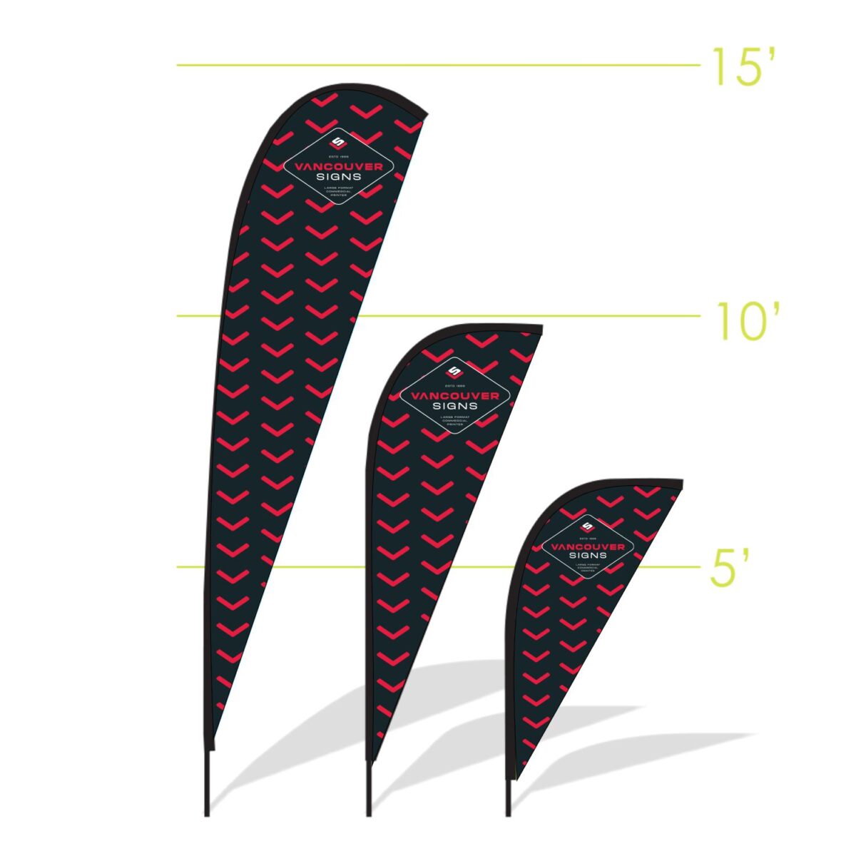 Tear drop flag Size options
